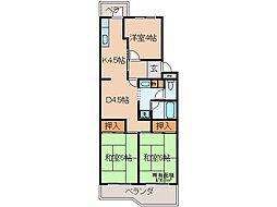 UR都市機構伏見納所団地1号棟 3DKの間取図画像