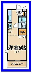 サニーハイム 1階1Kの間取り
