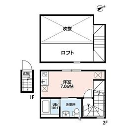 JR中央線 立川駅 徒歩16分の賃貸アパート 2階ワンルームの間取り