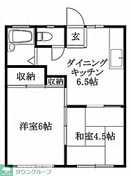 京王線 東府中駅 徒歩9分の賃貸アパート 2階2DKの間取り