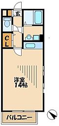 チェリーコートつつじヶ丘 2階ワンルームの間取り