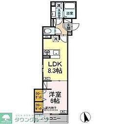 京王線 多磨霊園駅 徒歩3分の賃貸アパート 2階1LDKの間取り