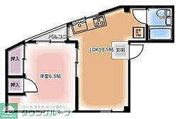 西武多摩川線 多磨駅 徒歩2分の賃貸マンション 3階1LDKの間取り