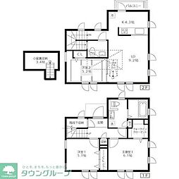 JR総武線 三鷹駅 バス9分 北ノ台小学校下車 徒歩5分の賃貸一戸建て 3LDKの間取り