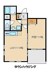 グランシエル 1階1LDKの間取り