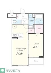 JR南武線 西府駅 徒歩6分の賃貸アパート 1階1LDKの間取り