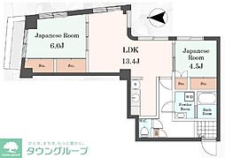 京王線 府中駅 徒歩6分の賃貸マンション 2階2LDKの間取り