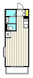 京王相模原線 稲城駅 徒歩4分の賃貸マンション 1階ワンルームの間取り
