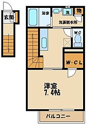 ルプレジール 2階1Kの間取り