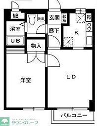 京王線 調布駅 徒歩3分の賃貸マンション 1階1LDKの間取り