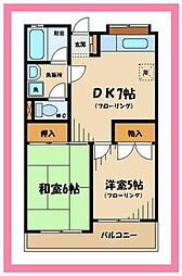 京王線 府中駅 バス10分 浅間郵便局下車 徒歩5分の賃貸アパート 1階2DKの間取り