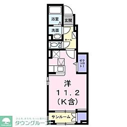 JR中央線 立川駅 徒歩22分の賃貸アパート 1階ワンルームの間取り