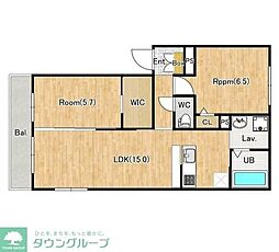 京王線 分倍河原駅 徒歩8分の賃貸アパート 1階2LDKの間取り