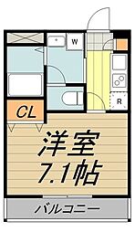 JR中央線 三鷹駅 徒歩18分の賃貸マンション 1階1Kの間取り