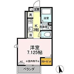JR中央線 三鷹駅 バス12分 新川団地中央下車 徒歩5分の賃貸アパート 1階1Kの間取り