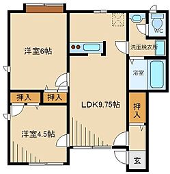 エクセレントハイツ 1階2LDKの間取り
