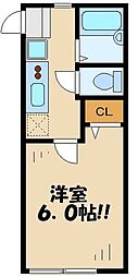 京王線 千歳烏山駅 徒歩5分の賃貸アパート 1階1Kの間取り
