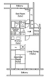 フィール天神町3号館 1階2LDKの間取り