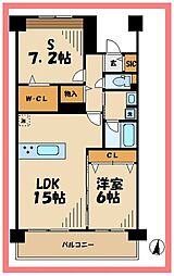 ロイヤルパークス若葉台 10階2LDKの間取り