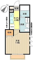JR中央線 立川駅 徒歩11分の賃貸アパート 1階1Kの間取り