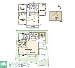 京王線 千歳烏山駅 徒歩11分の賃貸一戸建て 4LDKの間取り