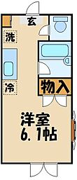 京王線 調布駅 徒歩12分の賃貸アパート 2階1Kの間取り