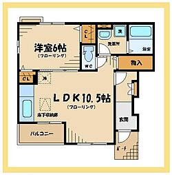 メゾンドクレール 1階1LDKの間取り