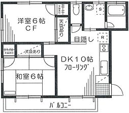 JR中央線 武蔵小金井駅 徒歩19分の賃貸アパート 2階2LDKの間取り