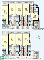 JR南武線 南多摩駅 徒歩7分の賃貸アパート 1階1Kの間取り