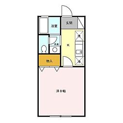 西武多摩川線 武蔵境駅 徒歩32分の賃貸アパート 1階1Kの間取り