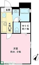 京王線 千歳烏山駅 徒歩15分の賃貸アパート 1階1Kの間取り