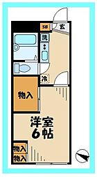 JR南武線 稲城長沼駅 徒歩9分の賃貸アパート 2階1Kの間取り