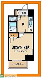 京王線 府中駅 徒歩9分の賃貸マンション 12階1Kの間取り