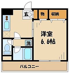 京王線 仙川駅 徒歩12分の賃貸マンション 3階1Kの間取り