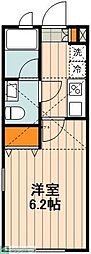 京王線 分倍河原駅 徒歩6分の賃貸アパート 2階1Kの間取り