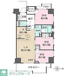 JR中央線 国分寺駅 徒歩4分の賃貸マンション 4階3LDKの間取り