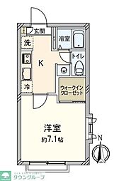 けやきコート 1階1Kの間取り