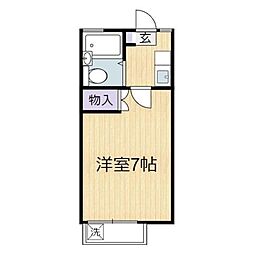 京王線 調布駅 徒歩17分の賃貸アパート 1階1Kの間取り