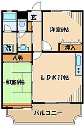 京王線 千歳烏山駅 徒歩14分の賃貸マンション 1階2LDKの間取り
