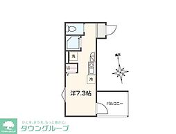 JR南武線 矢川駅 徒歩2分の賃貸アパート 1階ワンルームの間取り