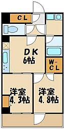 ルフレ世田谷ノール 2DKの間取図画像