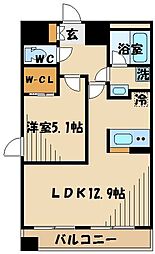 ZOOM府中 1LDKの間取図画像