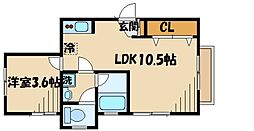 ハイムm&s2 1LDKの間取図画像