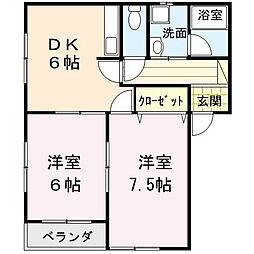 ういんぐ67 2DKの間取図画像