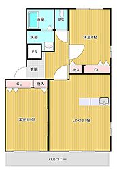 ルネスKM3 2LDKの間取図画像