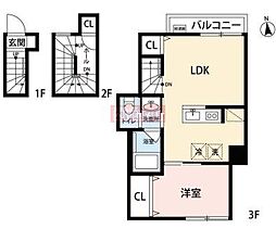 WoodCrestAmanumaResidence 3階1LDKの間取り