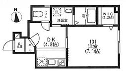 ラフルール 1階1DKの間取り