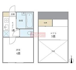 八景舎高円寺南Ｂ 2階1Kの間取り