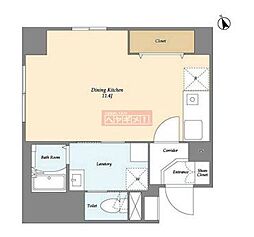 ＩＳＭ東中野 6階ワンルームの間取り