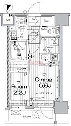メイクス新中野アジールコート 6階1DKの間取り